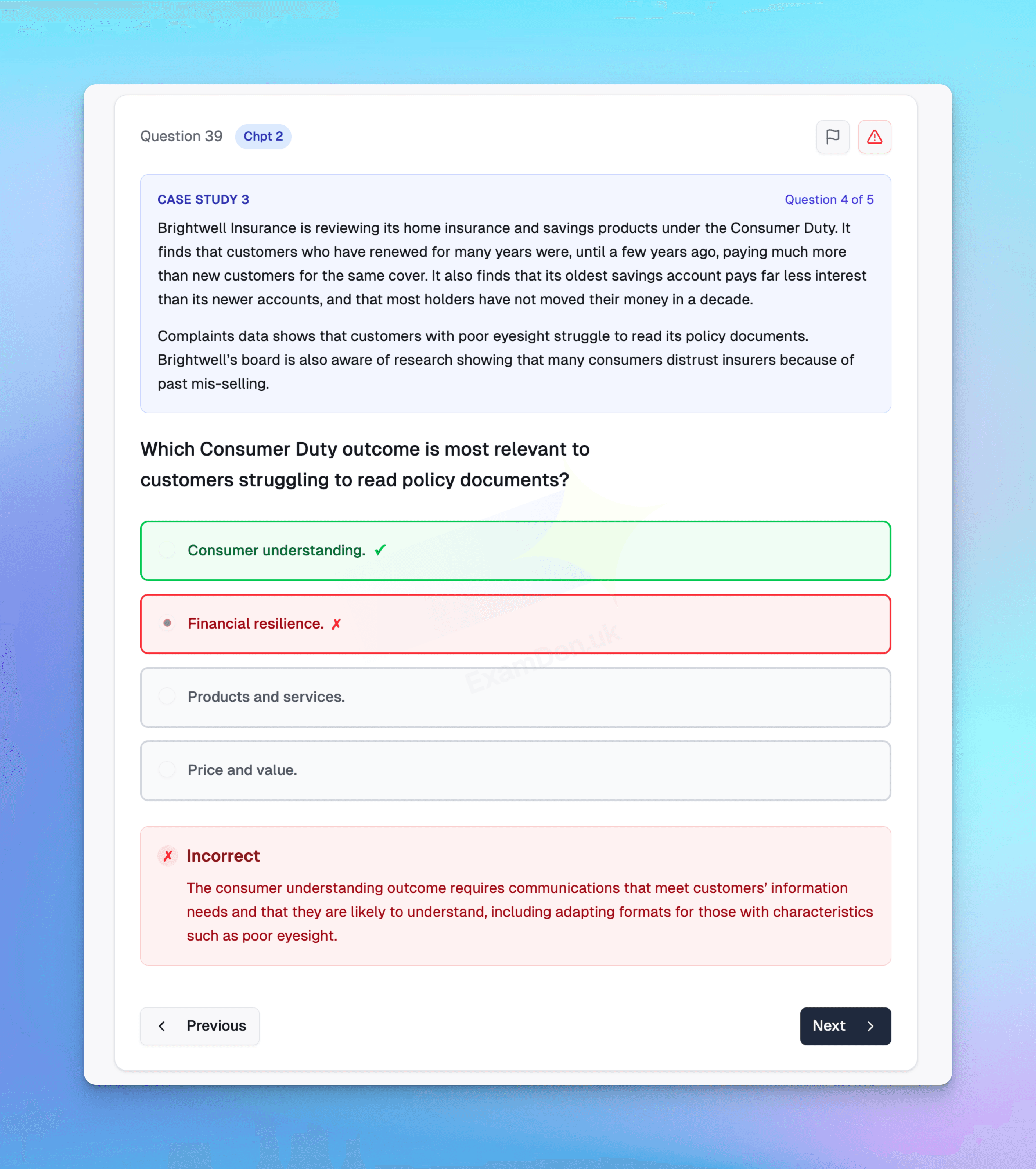 CeMAP case study question on ExamDen