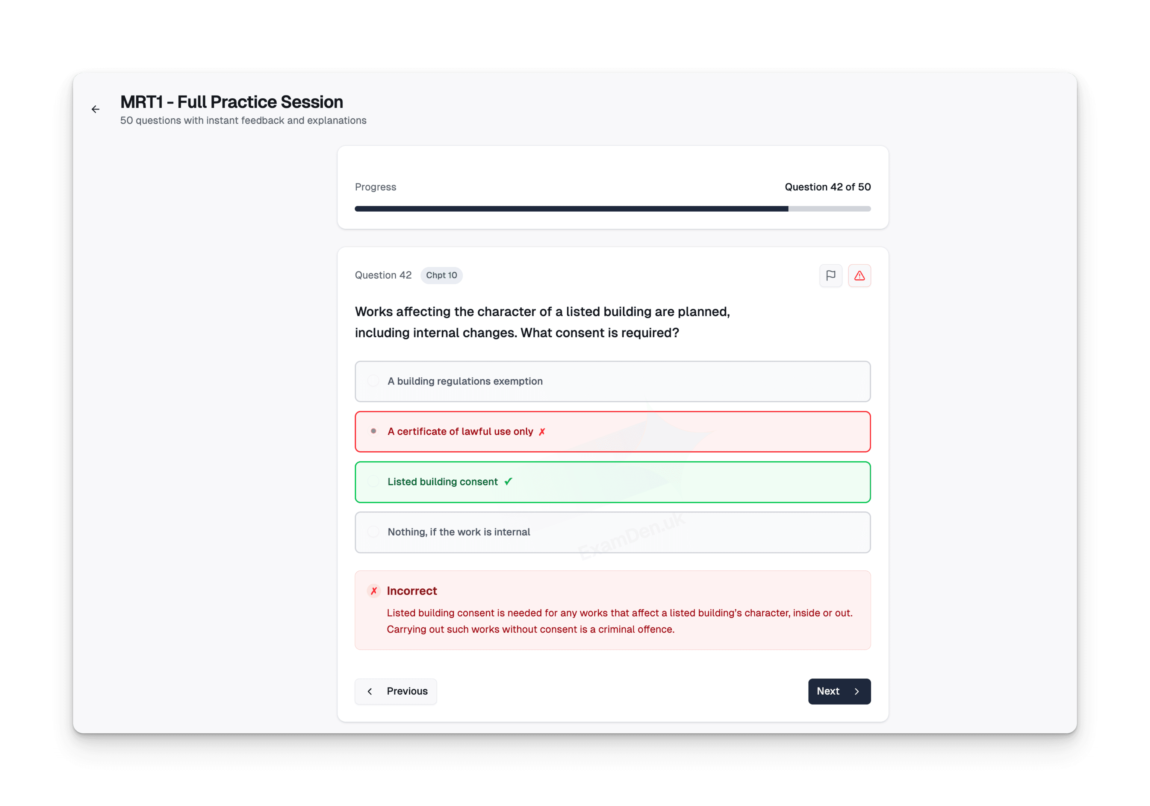 MRT1 practice question with instant feedback on ExamDen